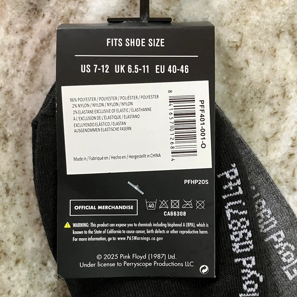 Pink Floyd Black and Gray Casual Socks Set 2 Pair